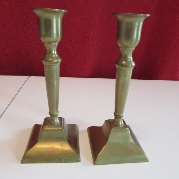 Pair Rostand Antique Brass Candlestick Holders - Picture 3 of 12